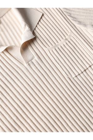 Polo a coste in puro cotone beige ROBERTO COLLINA | 261MYA1312403